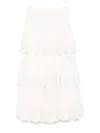 Zimmermann Lucky Embroidered Midi Skirt In White