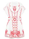 Zimmermann Womens Ivory Red Lucky Embroidered Linen Mini Dress