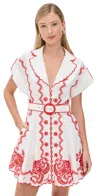 Zimmermann Womens Ivory Red Lucky Embroidered Linen Mini Dress