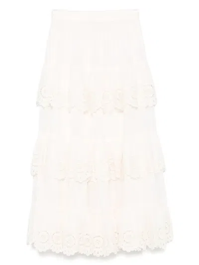 ZIMMERMANN LUCKY EMBROIDERED SKIRT
