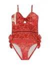 Zimmermann Lucky Kids Tie Front One Piece In Red