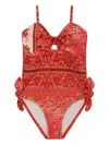 Zimmermann Lucky Kids Tie Front One Piece In Red