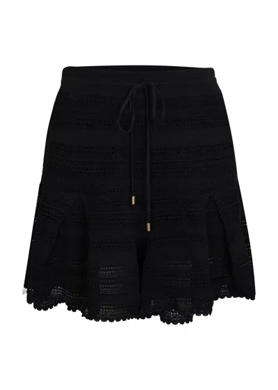 Zimmermann Lucky Lace Knit Short Black In Multi