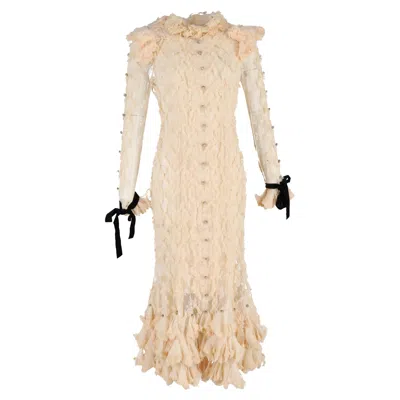 Zimmermann Lucky Lace Midi Dress In Cream Polyester In Multi