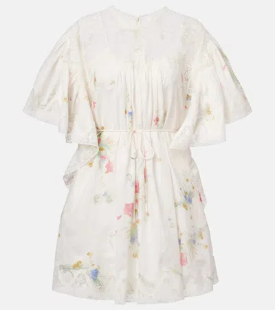 ZIMMERMANN LUCKY LACE-TRIMMED LINEN MINIDRESS
