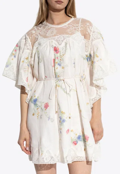 Zimmermann Lucky Lace-trimmed Mini Dress In White