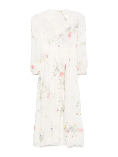 Zimmermann Lucky Midi Dress In White