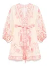 Zimmermann Lucky Printed Mini Dress In Pink