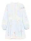 Zimmermann Lucky Lace Floral Linen Minidress In Blue