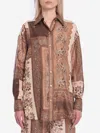 Zimmermann Lucky Brown Shirt With Classic Collar And All-over Floral Print In Silk Woman