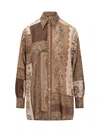 Zimmermann Lucky Brown Shirt With Classic Collar And All-over Floral Print In Silk Woman