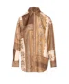 Zimmermann Lucky Brown Shirt With Classic Collar And All-over Floral Print In Silk Woman