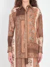 Zimmermann Lucky Printed Silk Shirt In Brown