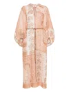 Zimmermann Bandana Print Linen Lucky Tunic Midi Dress In Pink
