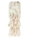 Zimmermann Floral Tiered Maxi Dress With Long Sleeves In Multi