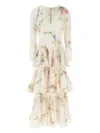 Zimmermann Floral Tiered Maxi Dress With Long Sleeves In Neutral