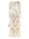 Zimmermann Floral Tiered Maxi Dress With Long Sleeves In White