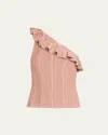 Zimmermann Lucky Metallic Frill Tank Top In Pink