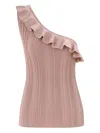 Zimmermann Lucky Metallic Frill Top In Pink