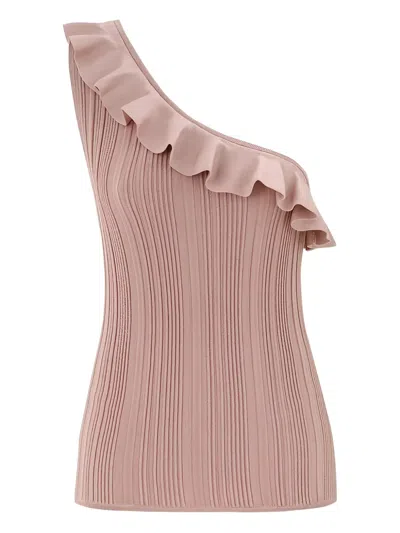 Zimmermann Lucky Metallic Frill Top In Pink