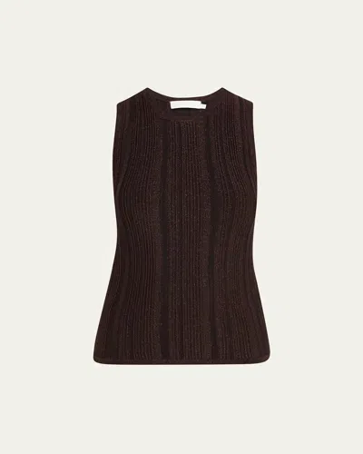 Zimmermann Lucky Metallic Racer Tank Top In Metallic Chocolate