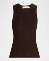 Zimmermann Lucky Metallic Racer Tank Top In Metallic Chocolate