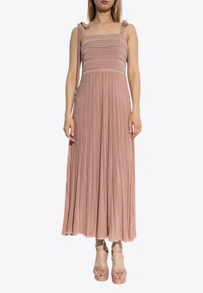 Zimmermann Lucky Metallic Tie Maxi Dress In Pink