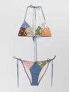 Zimmermann Lucky Patchwork Floral-print Cotton And Chambray Triangle Bikini In Multi