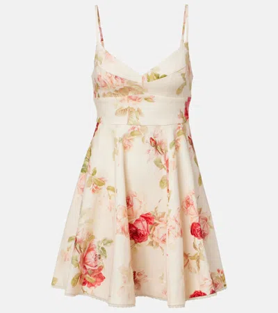 Zimmermann Womens Cream Rose Floral Roselight Picnic Linen Mini Dress Xxs In Multi