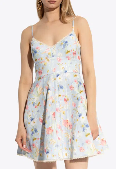 Zimmermann Lucky Picnic Floral Mini Dress In Blue