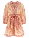 Zimmermann Beige Lucky Printed Mini Dress In Orange