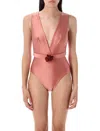 Zimmermann Lucky Plunge Flower One Piece In Pink