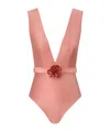 Zimmermann Lucky Plunge Flower One Piece In Pink