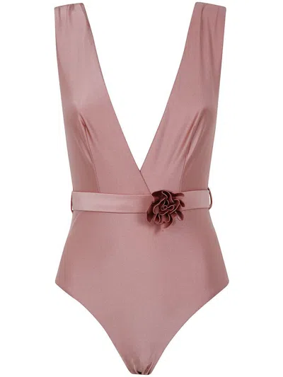 Zimmermann Lucky Plunge Flower 1pc Clothing In Pink