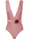 Zimmermann Lucky Plunge Flower Swimsuit - Women's - Recycled Polyamide/polyamide/elastane In Pink