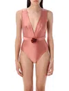 Zimmermann Lucky Plunge Flower One Piece In Pink