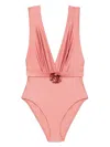 Zimmermann Lucky Plunge Flower Swimsuit - Women's - Recycled Polyamide/polyamide/elastane In Pink