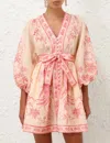 Zimmermann Beige Lucky Printed Mini Dress In Multi