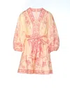 Zimmermann Beige Lucky Printed Mini Dress In Pink