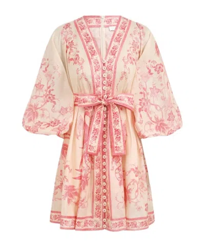 Zimmermann Waverly Wrap Mini Dress In Neutral