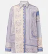 Zimmermann Mixed-print Shirt With Button Front In Blue