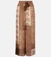 Zimmermann Lucky Brown Pants With Elastic Drawstring Waist And All-over Floral Print In Silk Woman