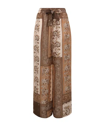 Zimmermann Byxor Lucky Relaxed Chocolate In Multi