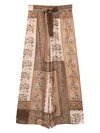 Zimmermann Lucky Brown Pants With Elastic Drawstring Waist And All-over Floral Print In Silk Woman