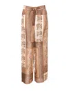 Zimmermann Lucky Brown Pants With Elastic Drawstring Waist And All-over Floral Print In Silk Woman