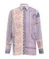 Zimmermann Mixed-print Shirt With Button Front In Blue