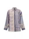 Zimmermann Mixed-print Shirt With Button Front In Blue