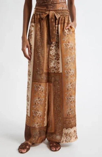 ZIMMERMANN ZIMMERMANN LUCKY RELAXED WIDE LEG SILK PANTS