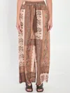 Zimmermann Lucky Brown Pants With Elastic Drawstring Waist And All-over Floral Print In Silk Woman