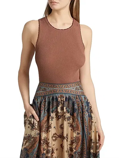Zimmermann Lucky Scallop Racer Tank In Dusty Brown
